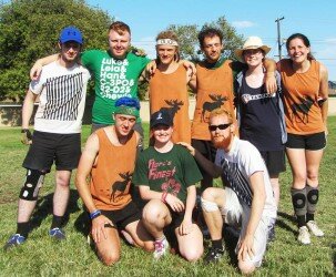 The UK Quidditch Team in LA. It's rumoured they saved money on flights by travelling on broomsticks.