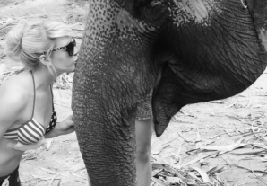 Shana getting up close and personal with an Elephant